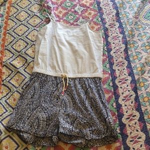 Blue and white romper